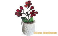 4 003 grauer blumentopf mit roten blueten